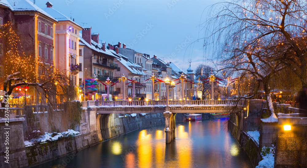 Ljubljana in Christmas time. Slovenia, Europe.