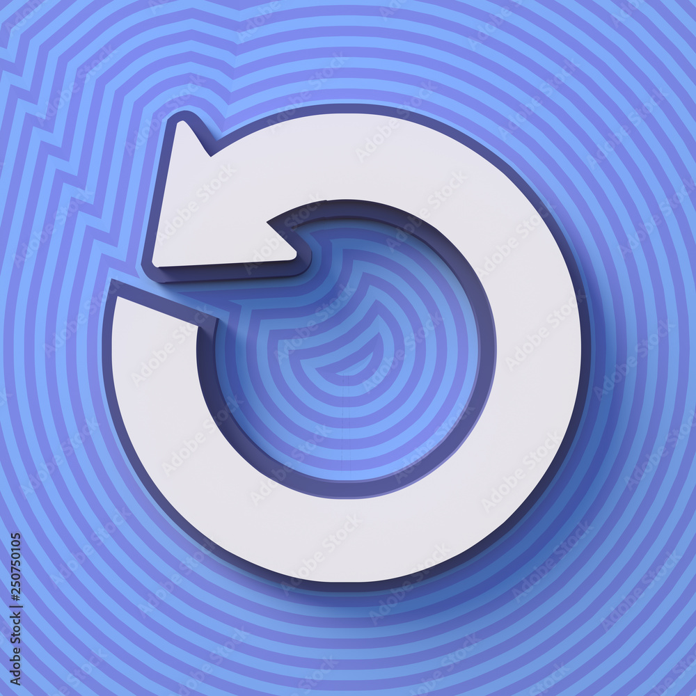Refresh symbol, button with shadow. Colorful sign. 3d rendering