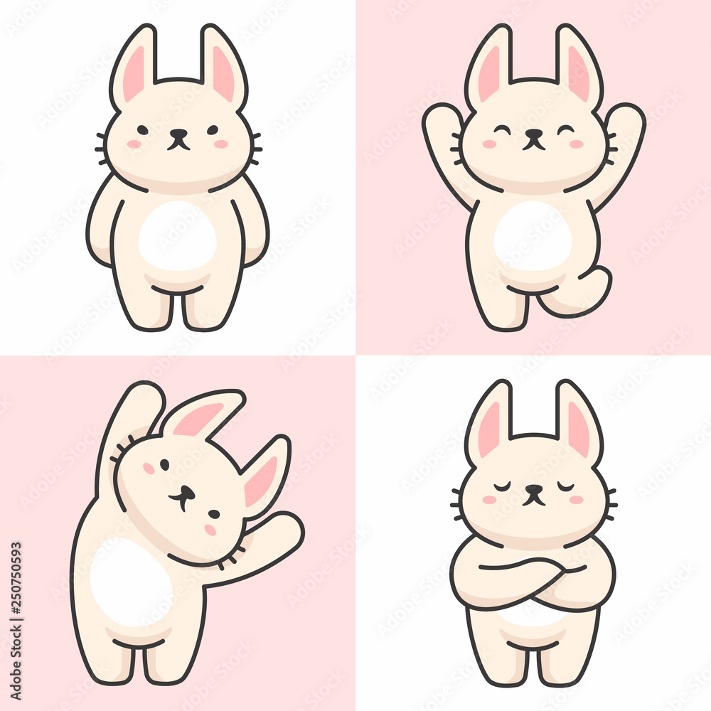Vector set of cute rabbit characters