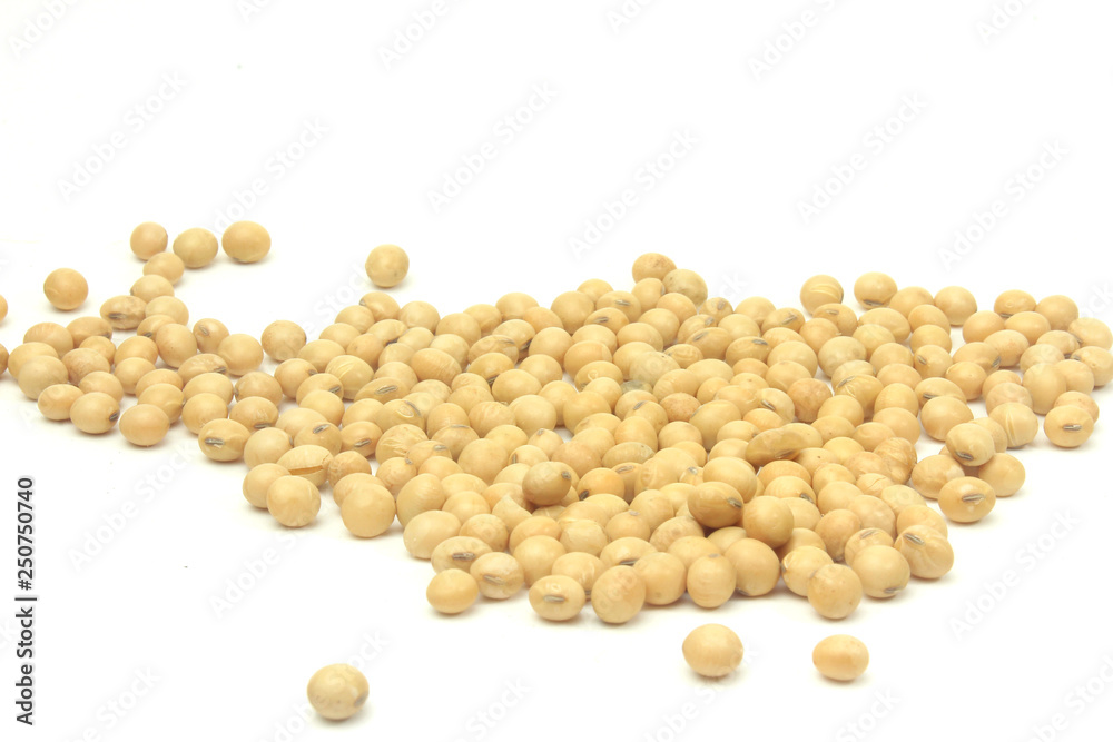 Raw soy beans, fresh and organic food, isolated on white background Raw soy beans, fresh and organic food, isolated on white background