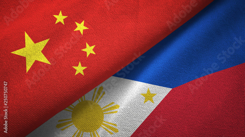 Photography China and Philippines two flags textile cloth, fabric texture