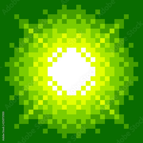 8-Bit Pixel-art Explosion on a Green Background. EPS8 vector