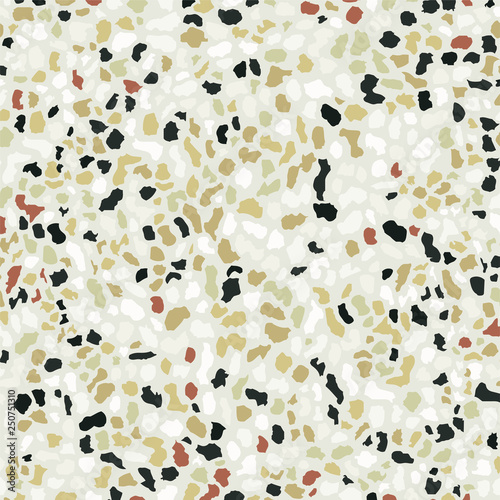 Terrazzo flooring seamless pattern background texture. Abstract vector design for print on floor, wall, tile or textile. 
