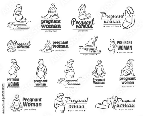 Vector illustration concept of pregnant yoga. Icon on white background