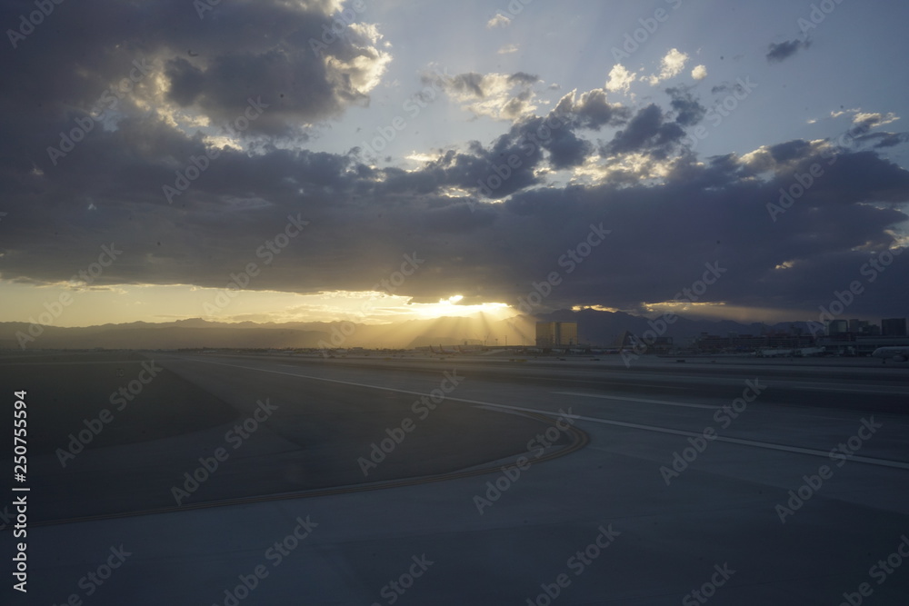 Sun rays at the airport in Las Vegas