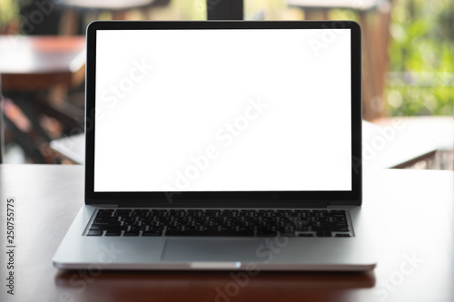 mock up Using laptop with blank screen computer modern