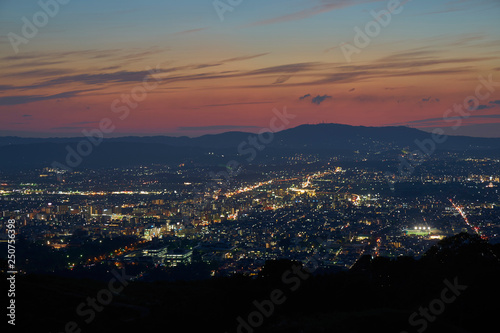 奈良公園若草山からの夕景