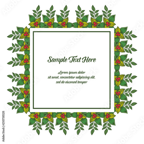 Vector illustration your sample text here with frame flower white backdrop hand drawn