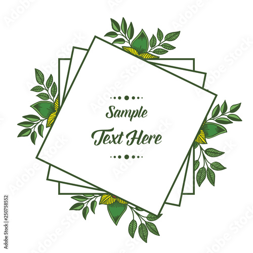Vector illustration your sample text here with frame flower white backdrop hand drawn