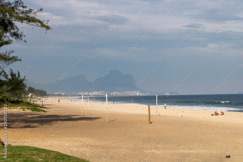 Recreio Beach with Gavea Rock in the Ocean, Rio de Janeiro, Brazil (pedra do pontal)