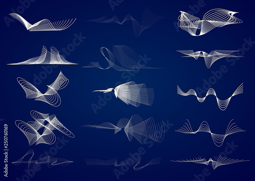 Vector sound waves set. Audio Player. Audio equalizer technology, pulse musical. Vector illustration