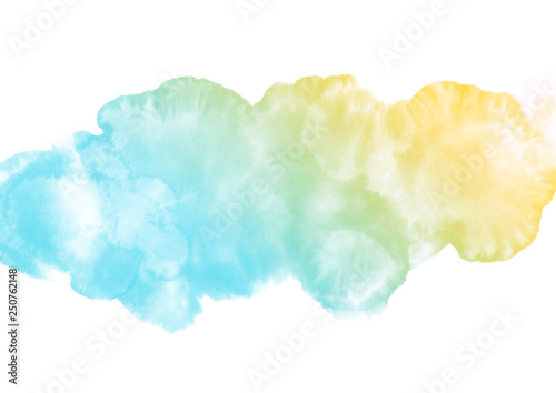 Abstract watercolor on white background.The color splashing in the paper.It is a hand drawn