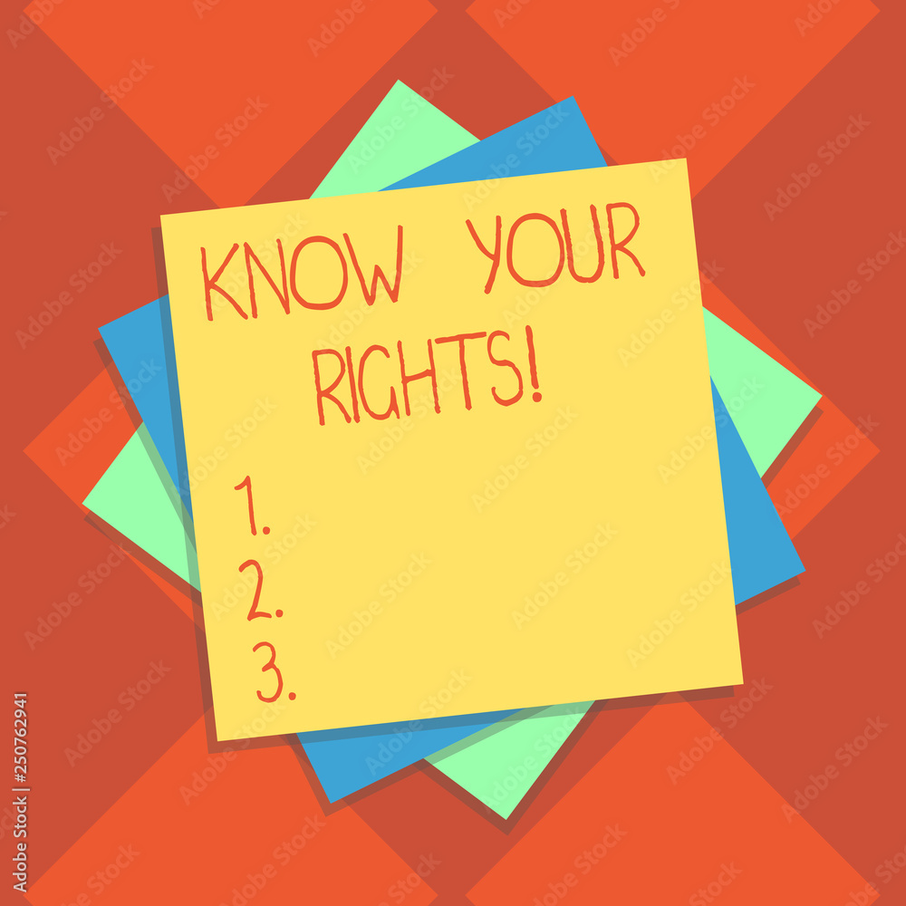 Handwriting text writing Know Your Rights. Concept meaning asking demonstrating have good knowledge about what is legal Multiple Layer of Blank Sheets Color Paper Cardboard photo with Shadow Handwriting text writing Know Your Rights. Concept meaning asking demonstrating have good knowledge about what is legal Multiple Layer of Blank Sheets Color Paper Cardboard photo with Shadow
