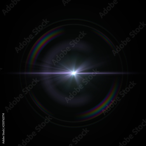 Solar Lens flare light special effect on Black background