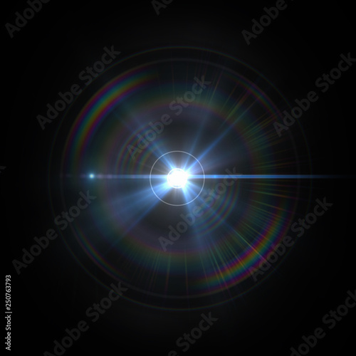 Obraz na płótnie Solar Lens flare light special effect on Black background w salonie