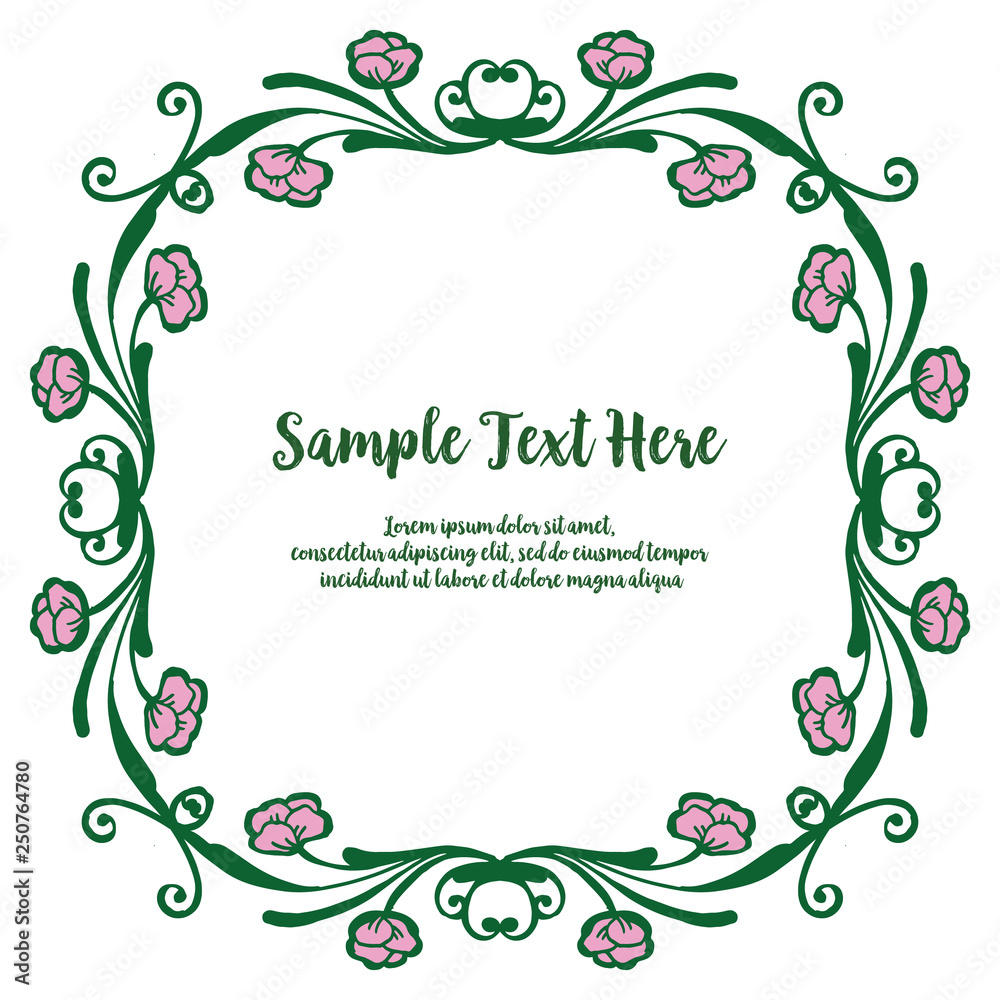 Vector illustration flower frame white backdrop with your sample text here hand drawn