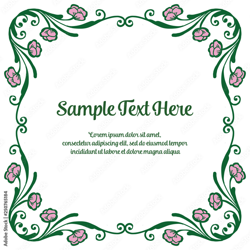 Vector illustration pink flower frame with your sample text here hand drawn