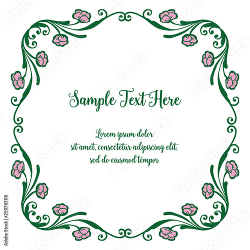 Vector illustration flower frame white backdrop with your sample text here hand drawn