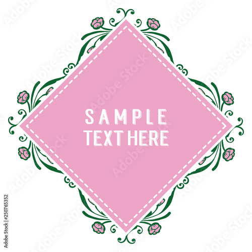Vector illustration pink flower frame with your sample text here hand drawn