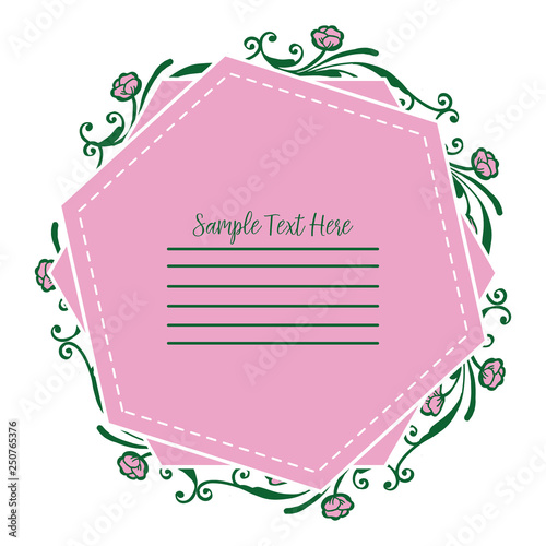 Vector illustration pink flower frame with your sample text here hand drawn