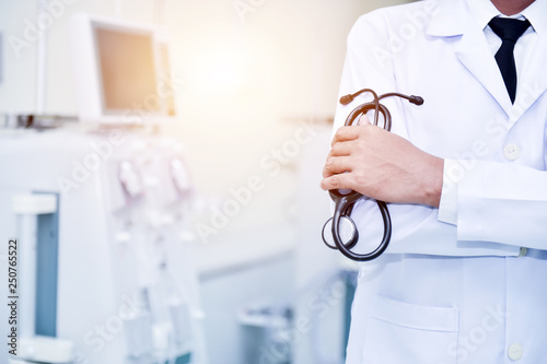 Photos Health and medical care concepts Doctors with medical headphones and advanced di