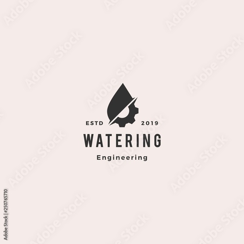 oil gear gas energy engineering logo vintage retro hipster vector icon illustration