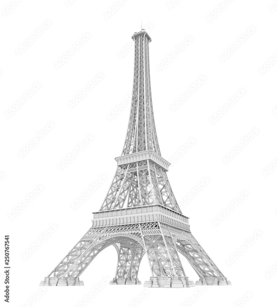 White Eiffel Tower Isolated