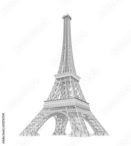 Fototapeta Naklejka Na Ścianę i Meble -  White Eiffel Tower Isolated