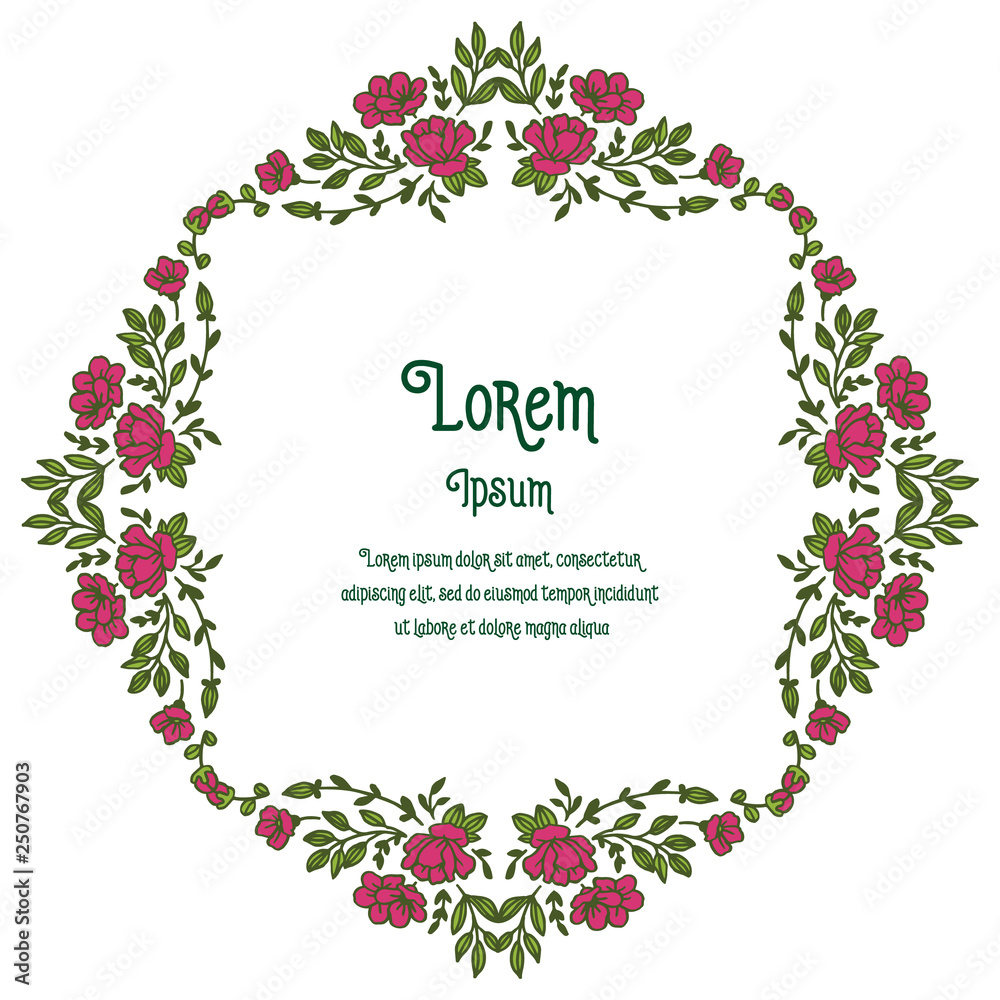 Vector illustration lorem ipsum with decorative frame flower hand drawn