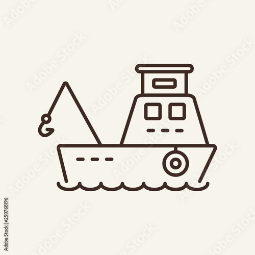 Fishing boat line icon