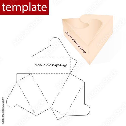 Retail paper box Bonbonniere with die cut template.