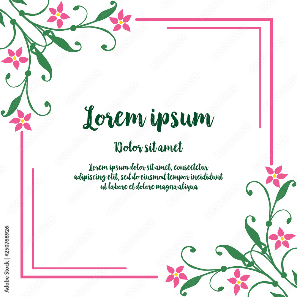 Vector illustration beauty flower with lettering lorem ipsum hand drawn