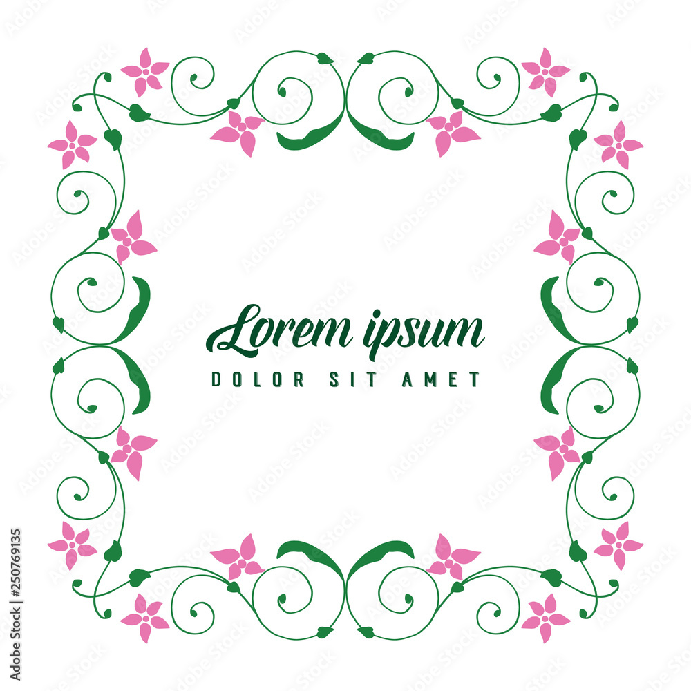 Vector illustration ornate pink flower with lettering lorem ipsum hand drawn