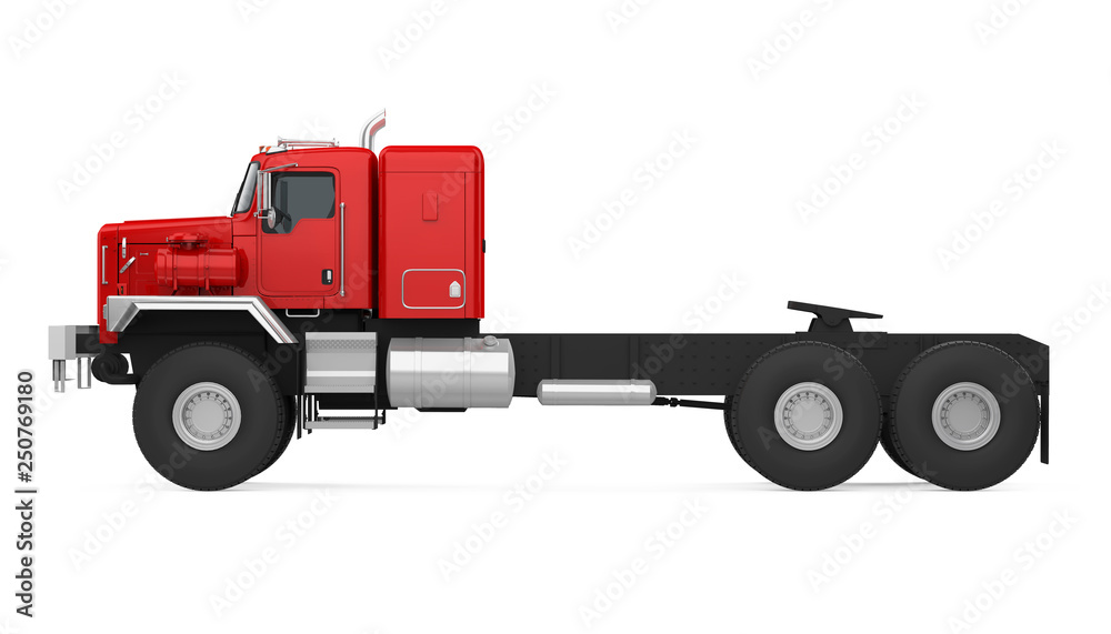 Red Semi-trailer Truck Isolated