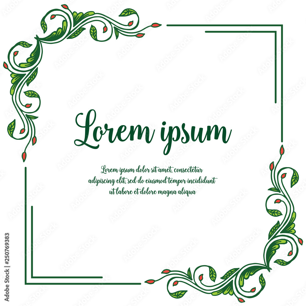 Vector illustration lettering lorem ipsum with frame flower white backdrop hand drawn Vector illustration lettering lorem ipsum with frame flower white backdrop hand drawn