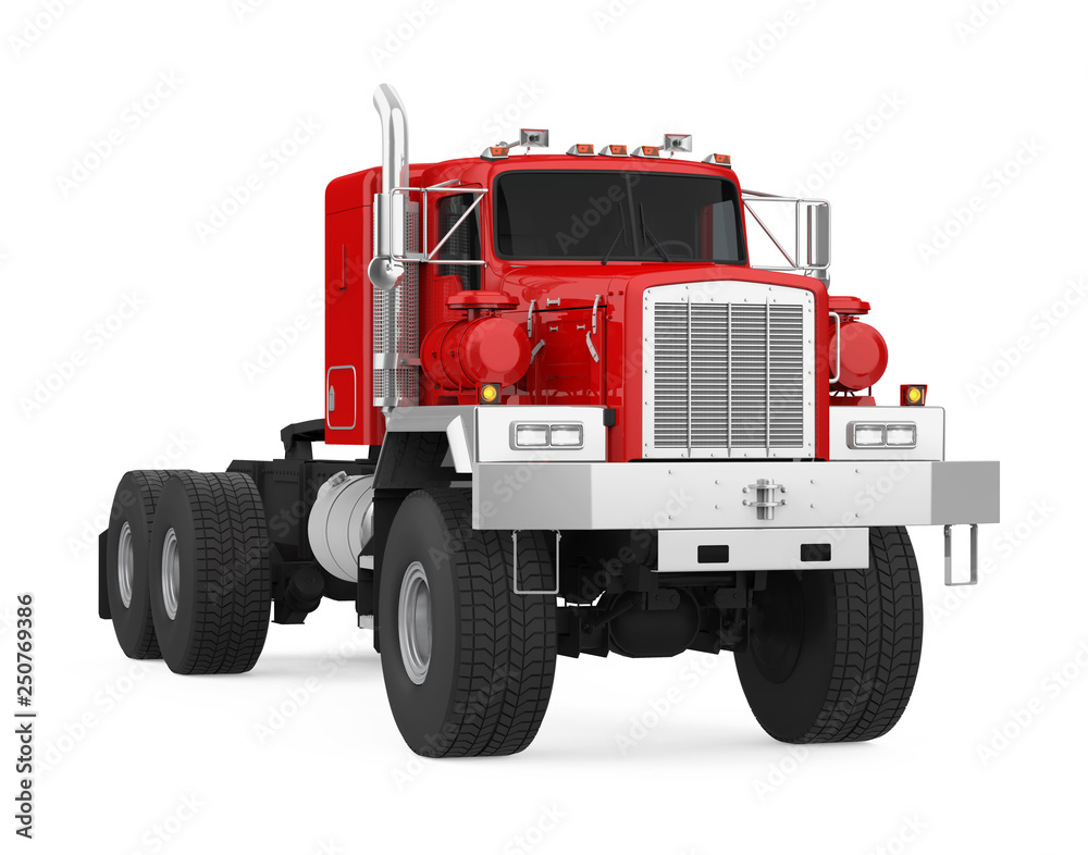 Naklejka premium Red Semi-trailer Truck Isolated