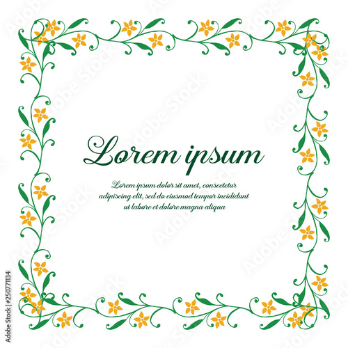 Vector illustration greeting card lorem ipsum with orange flower frame hand drawn