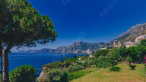 View of Amalfi Coast from the town of Praiano, Italy