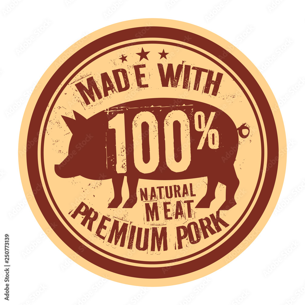 Pork stamp or label text Made With Premium Pork Pork stamp or label text Made With Premium Pork