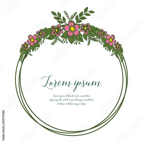 Fototapeta Naklejka Na Ścianę i Meble -  Vector illustration greeting card lorem ipsum with frame flower hand drawn