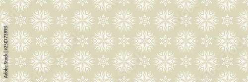 Floral print. White pattern on olive green seamless background