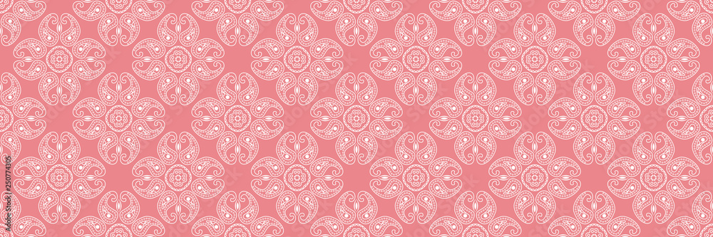 Indian seamless pink background with white pattern