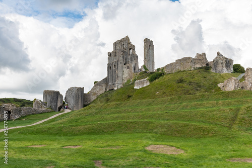 The ruins of Corfe Castle  Dorset  England  United Kingdom