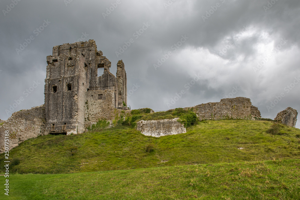 The ruins of Corfe Castle, Dorset, England, United Kingdom