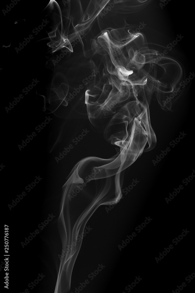 Movement of white smoke on black background Movement of white smoke on black background