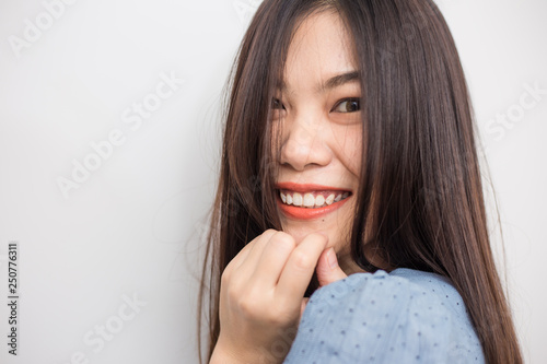 Studio portrait of asian beautiful smiling women