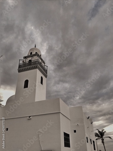 Minaret of White Mosque, Jeddah, Saudi Arabia photo