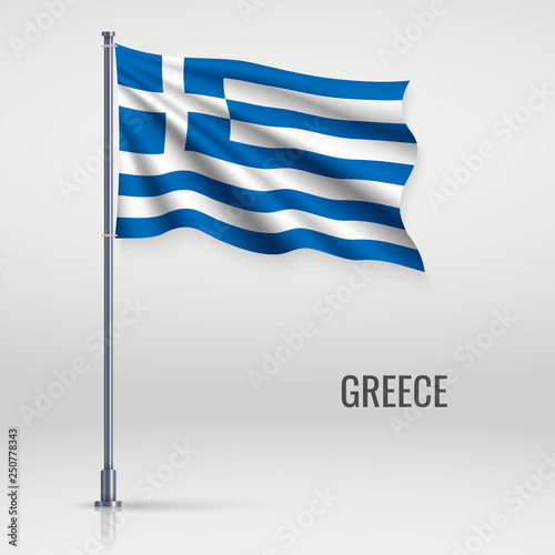 Waving flag on flagpole.