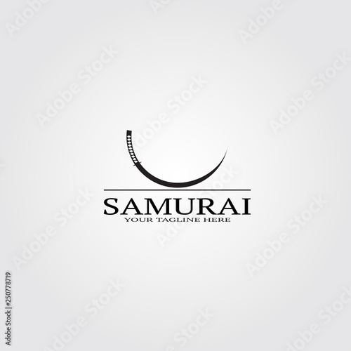 samurai sword logo template, vector logo for business companies, japan, japanese ninja, elements, illustrations.
