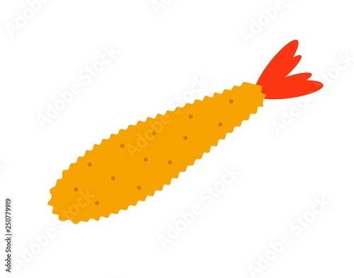 cartoon tempura shrimp, orange, red, white background clip art preview